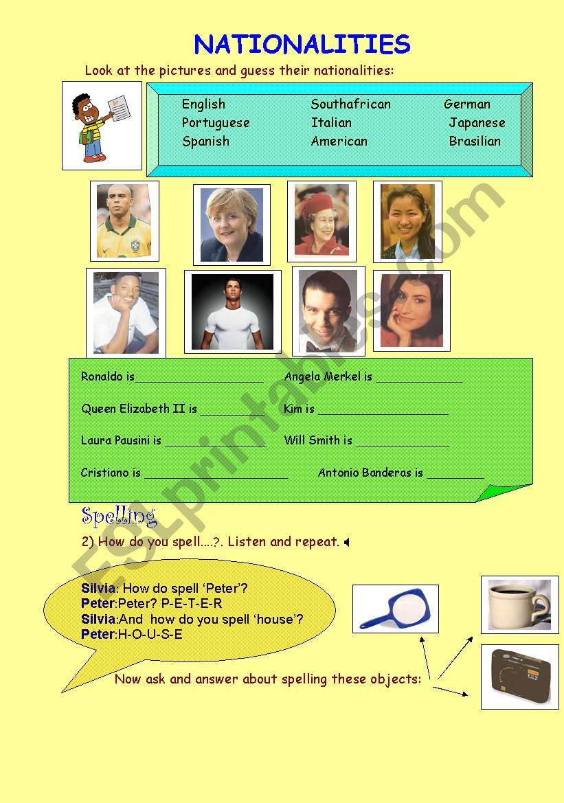 NATIONALITIES_SPELLING_TO BE worksheet