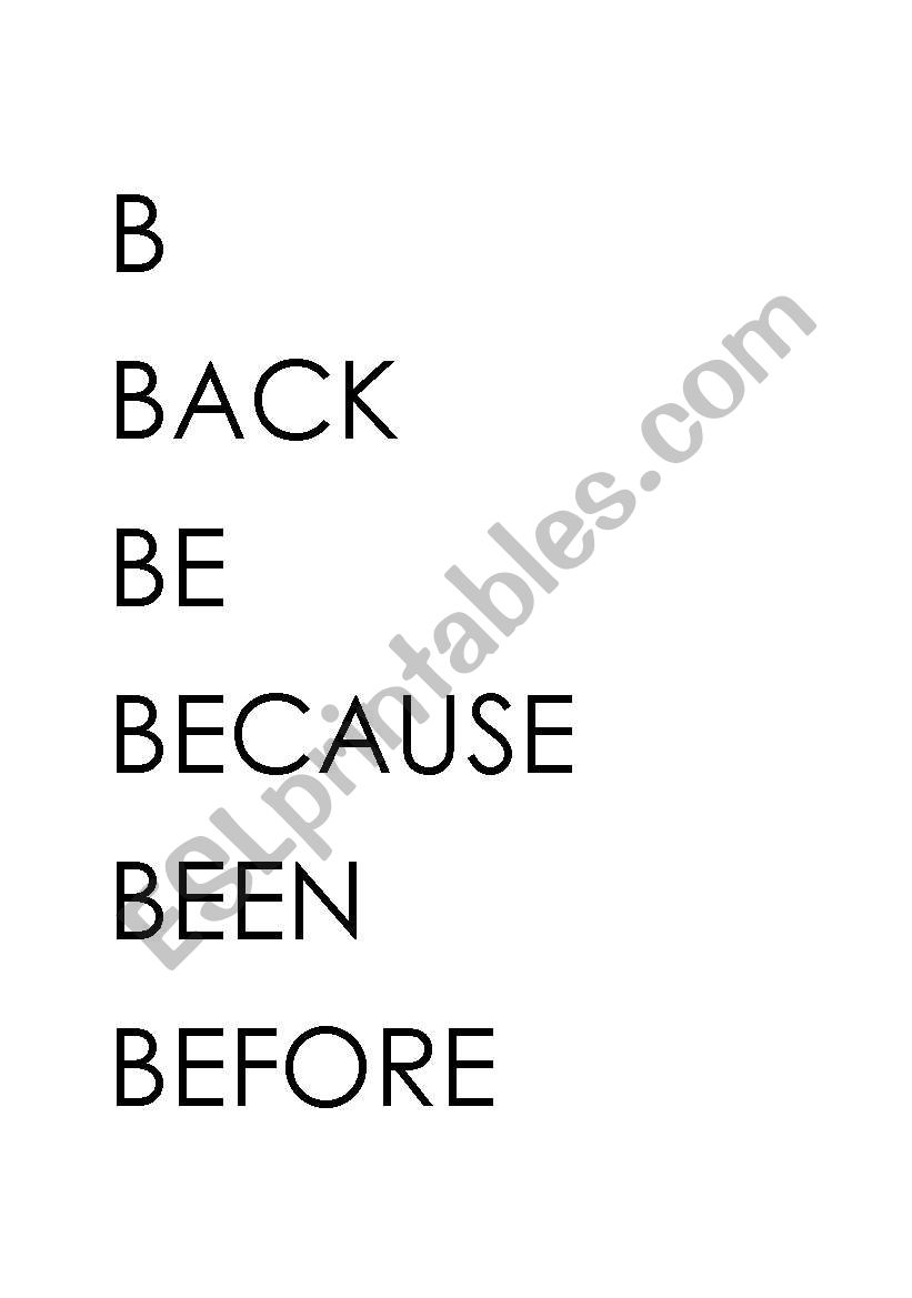 Word Wall-letter B worksheet