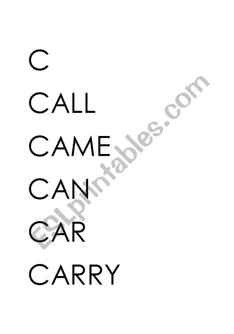 Word wall - Letter C worksheet