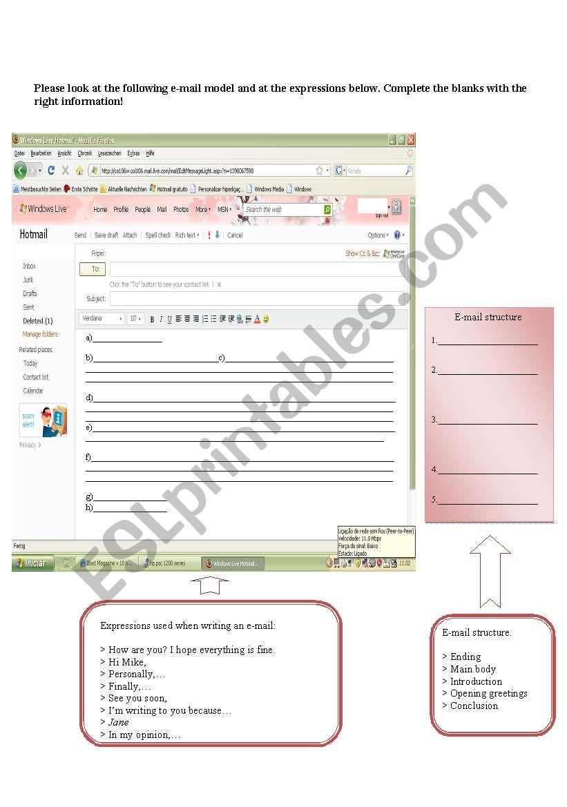 Informal e-mail worksheet