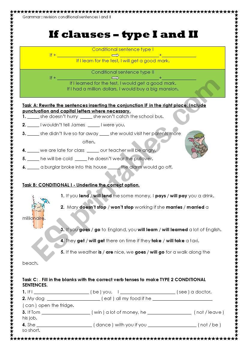 Revision Conditionals I and II - if -clauses I and II - Two Pages