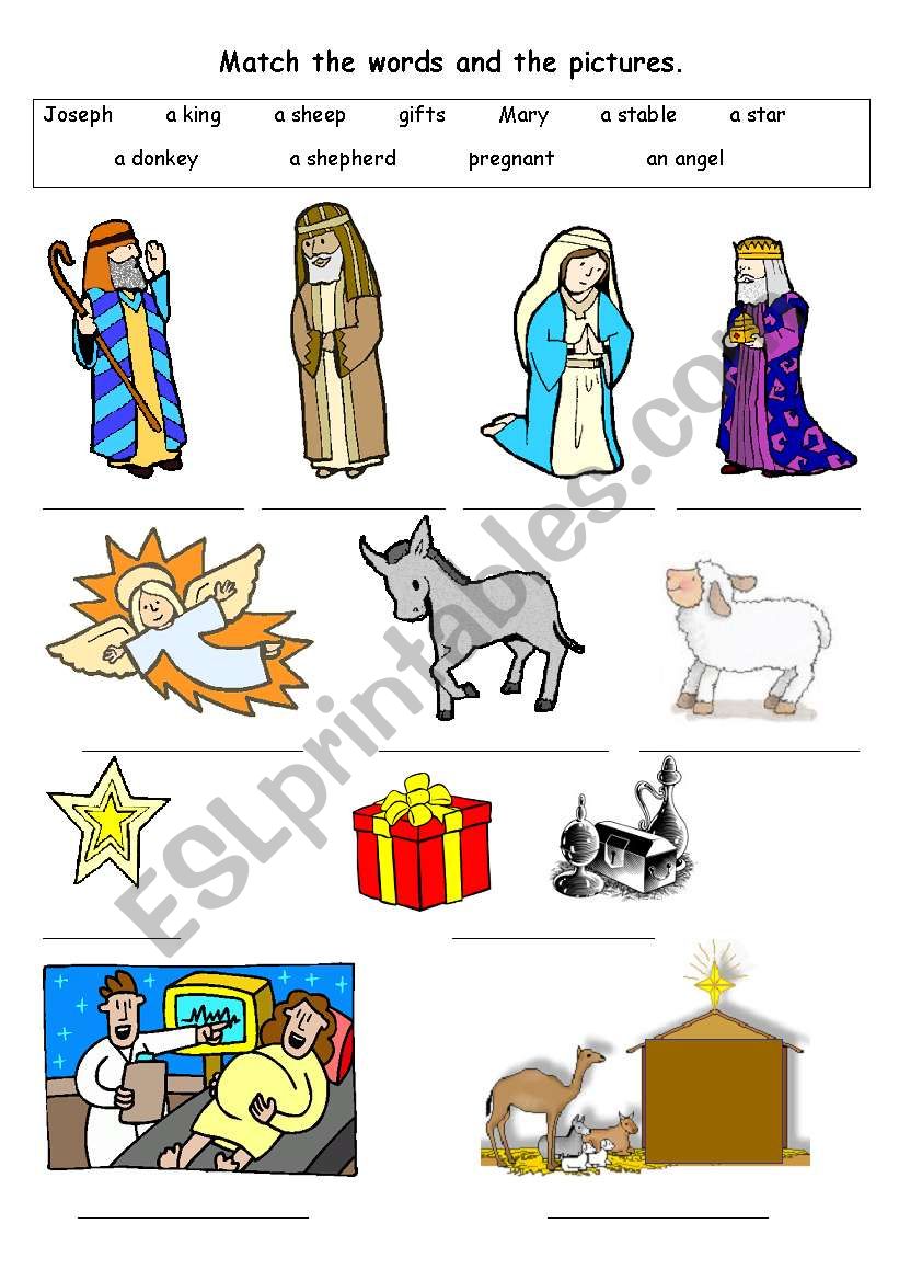 Christmas nativity vocabulary handout