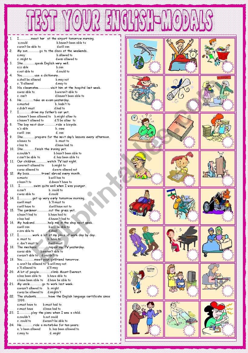 Test  your English -Modals worksheet