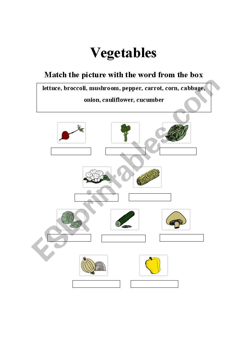 Vegetables worksheet