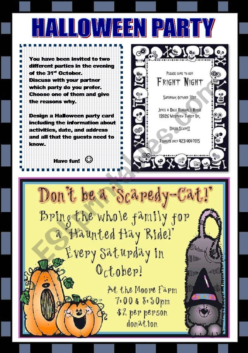 HALLOWEEN PARTY (2 PAGES) worksheet