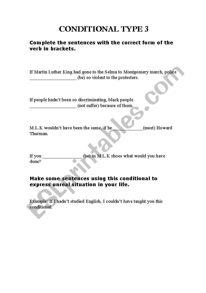 conditional type 3 worksheet