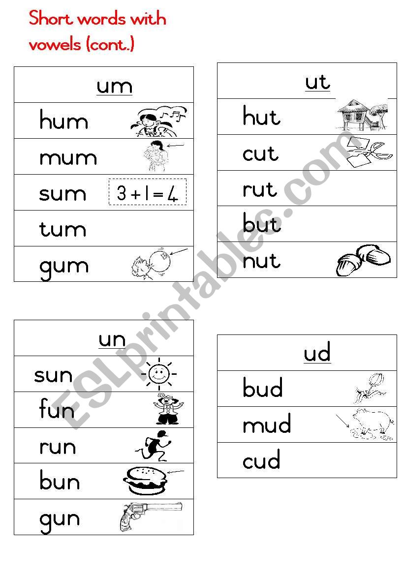 Short words Handout 6 worksheet