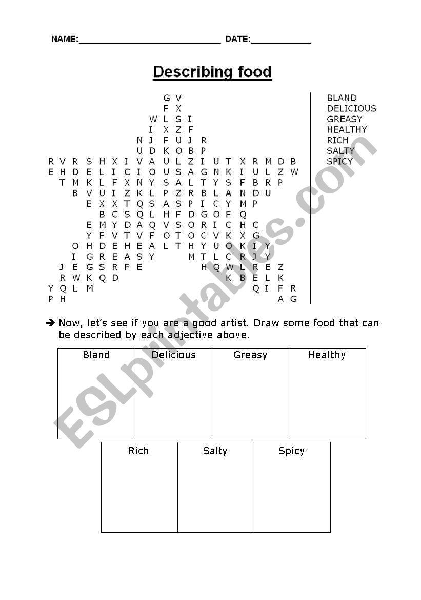 Describing food worksheet