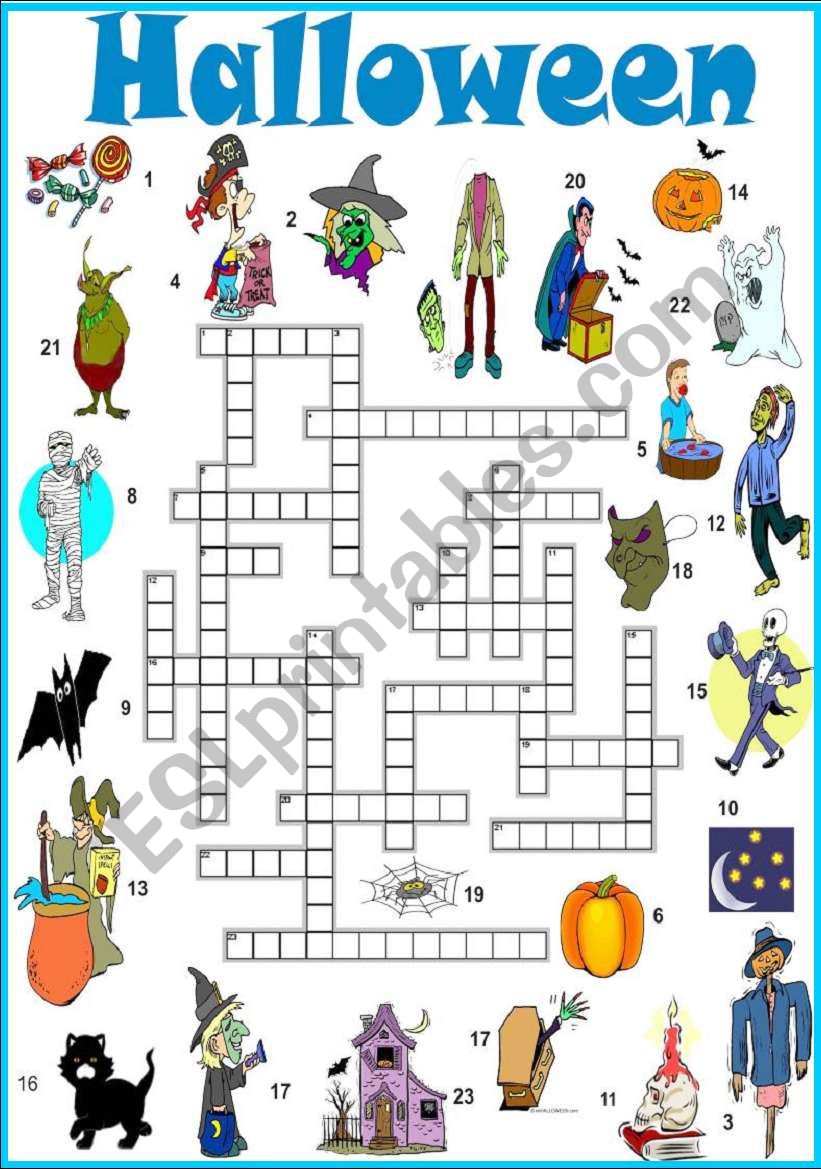 Halloween crossword worksheet