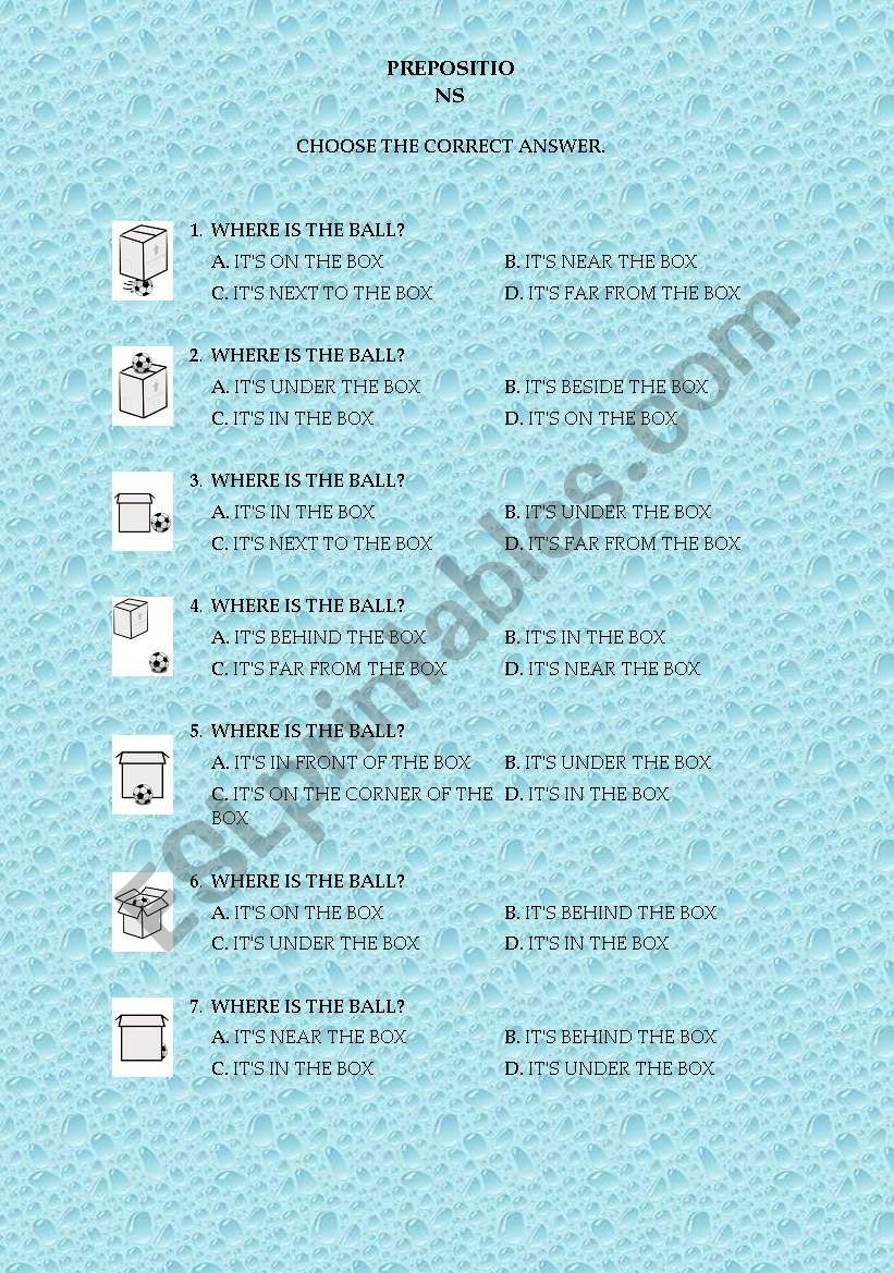 PREPOSITIONS worksheet