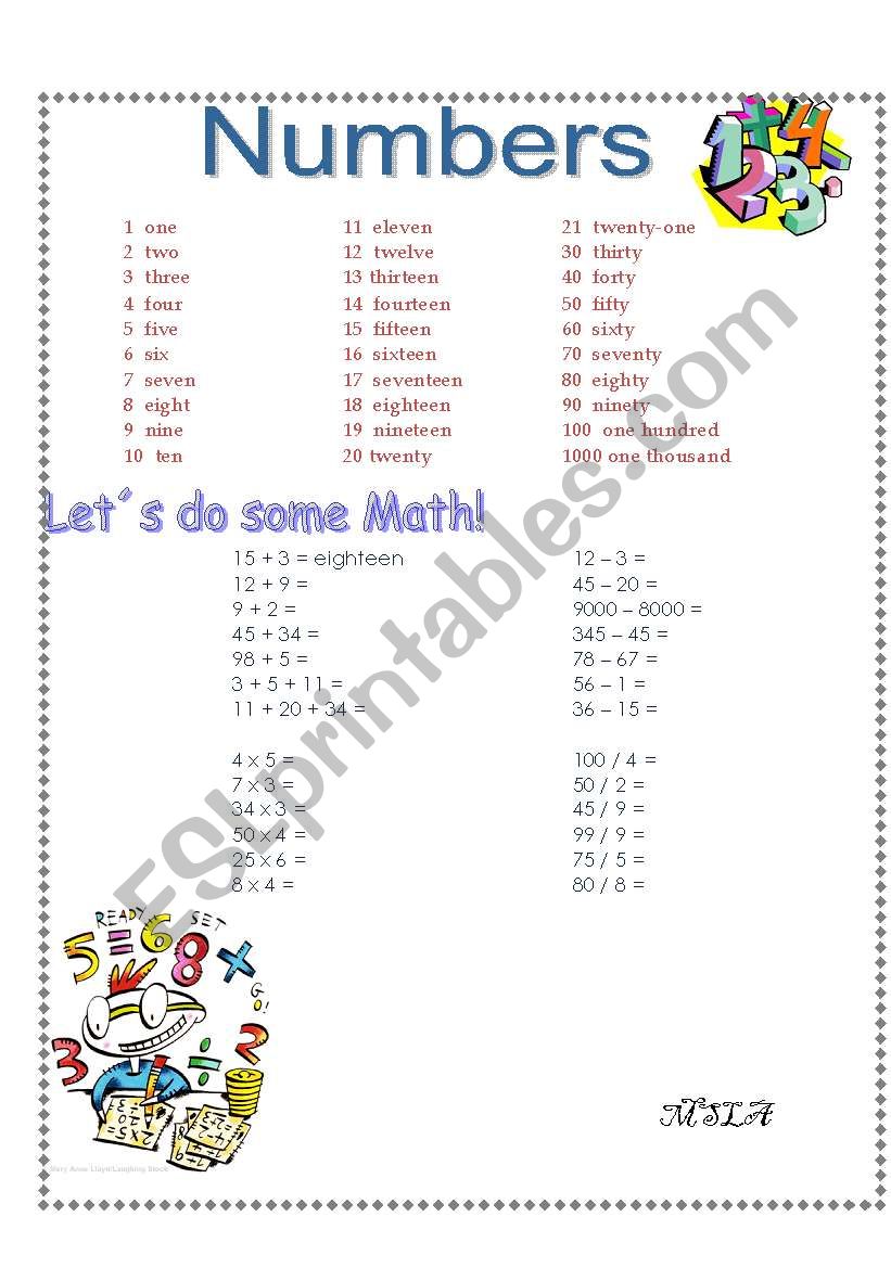 Numbers worksheet