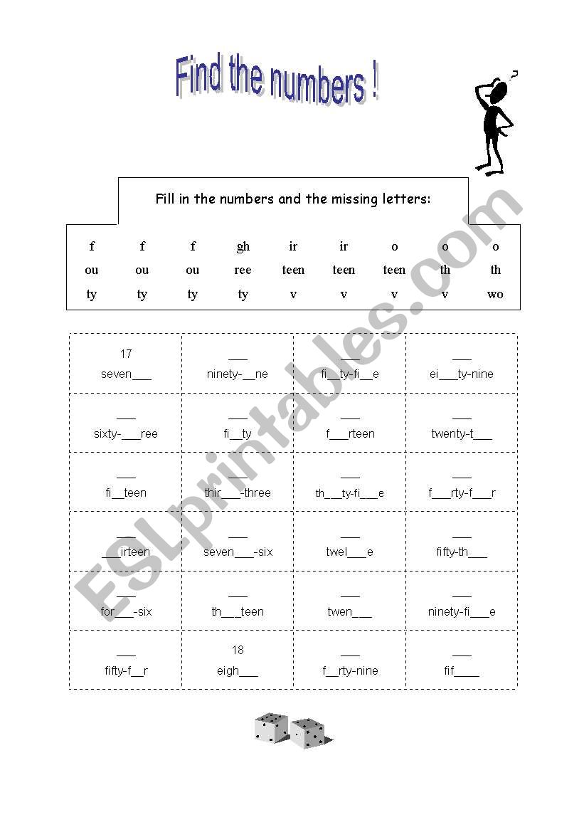 Find the numbers worksheet