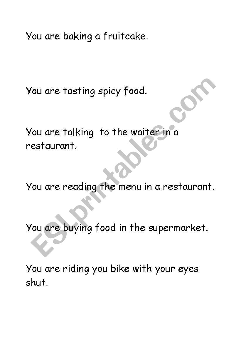 Present Simple Miming game worksheet