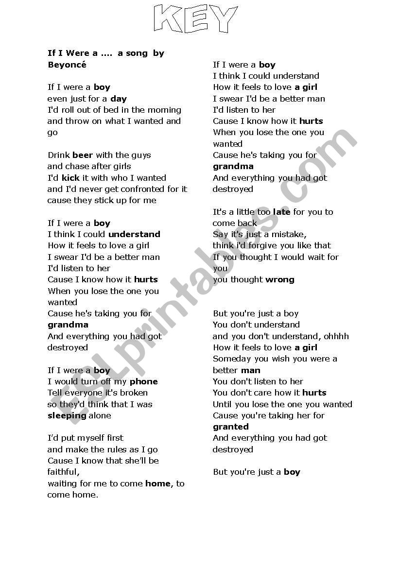 Listening to a song for teens worksheet