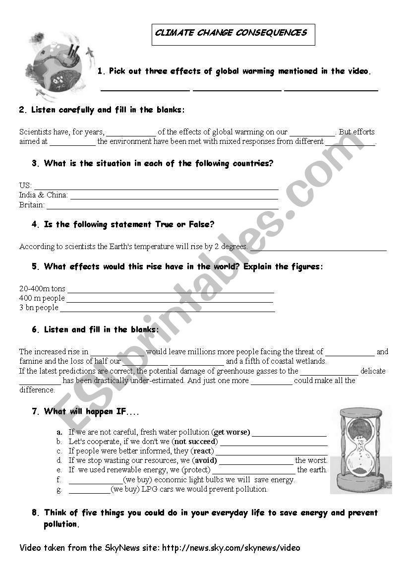 Climate change - video worksheet