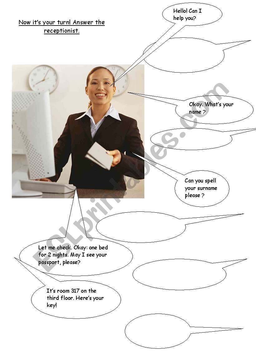 Answer the receptionist worksheet