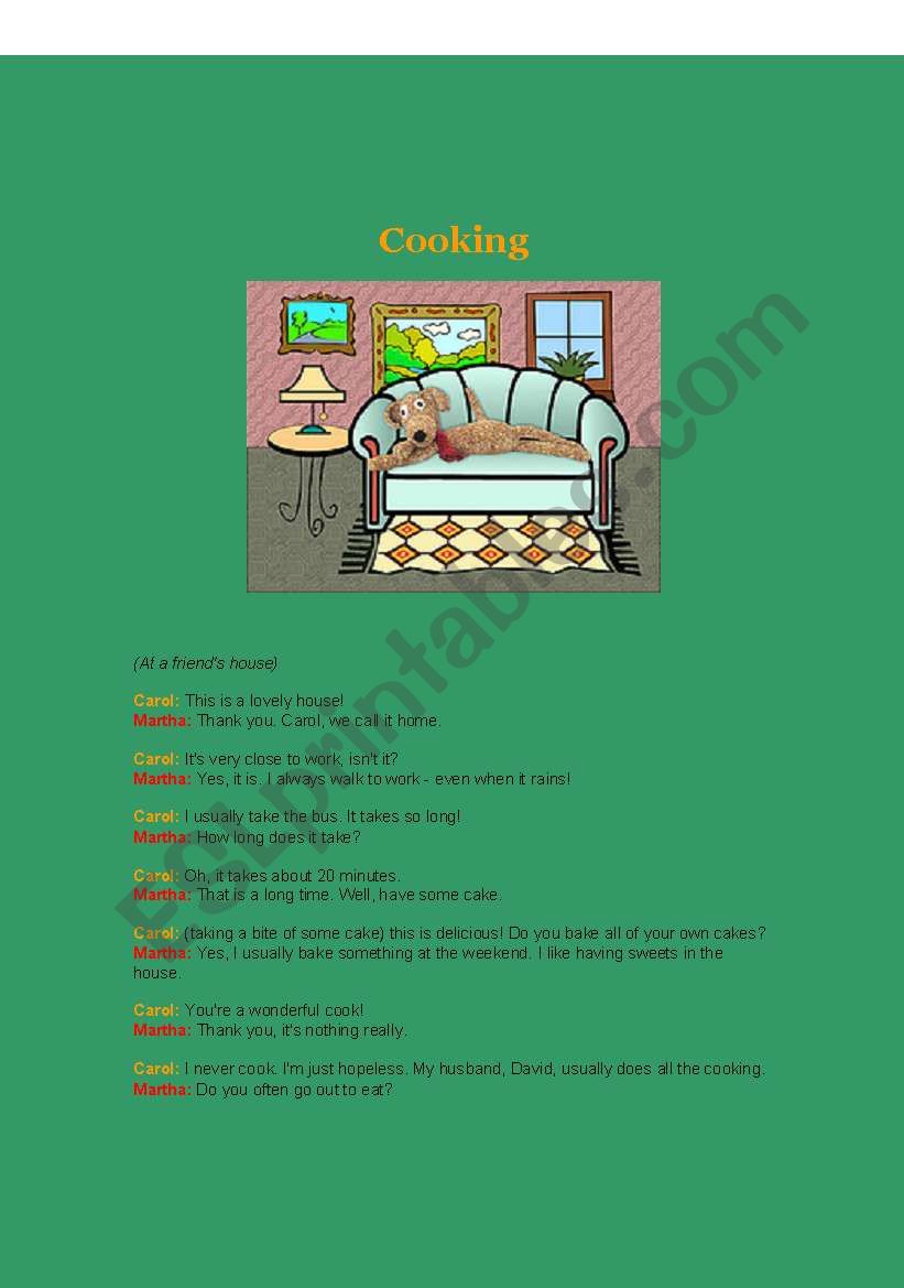 COOKING - DIALOG worksheet