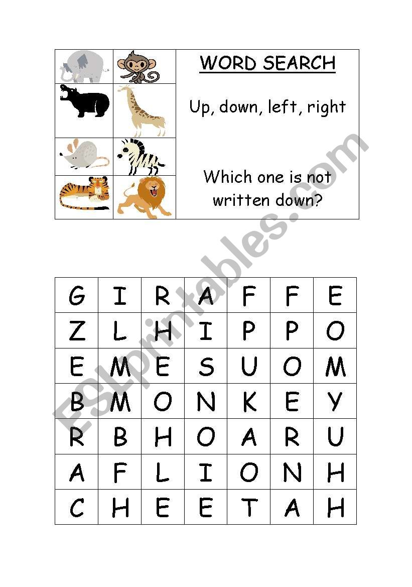 Word Search worksheet