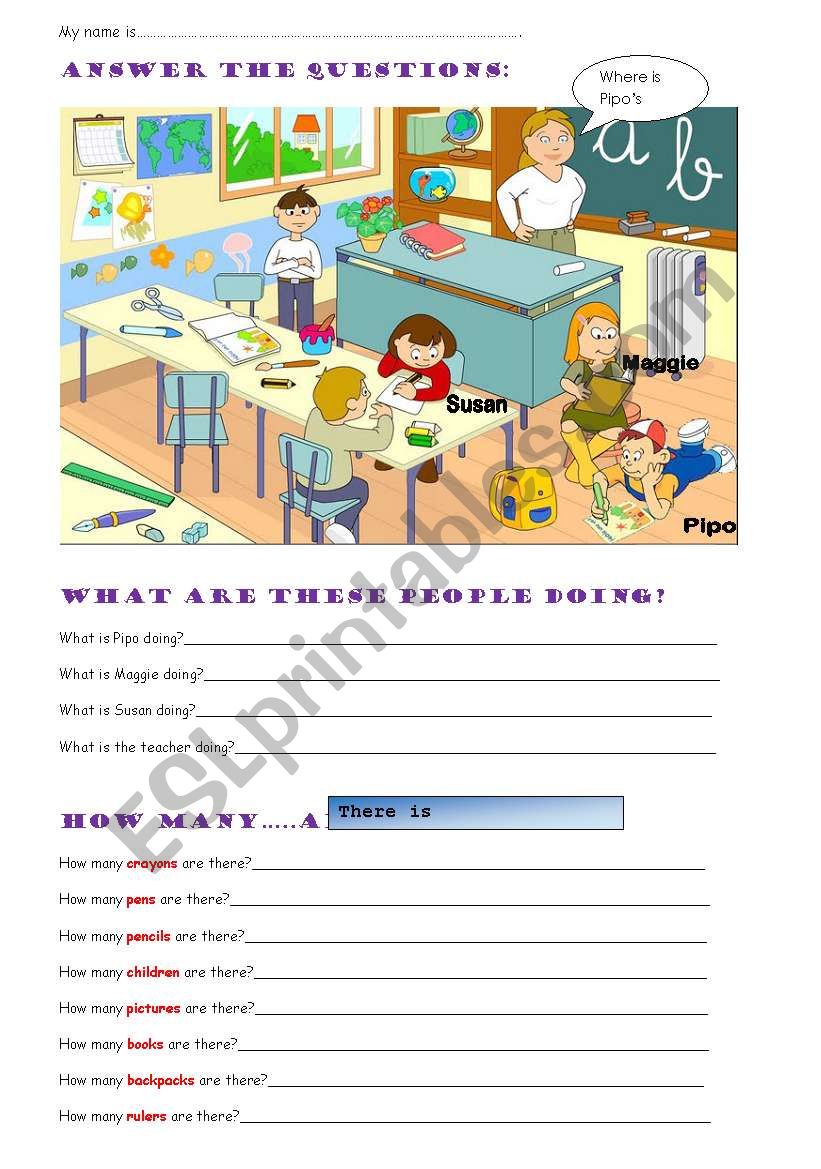 SCHOOL THINGS - THERE IS THERE ARE - ESL worksheet by janeco