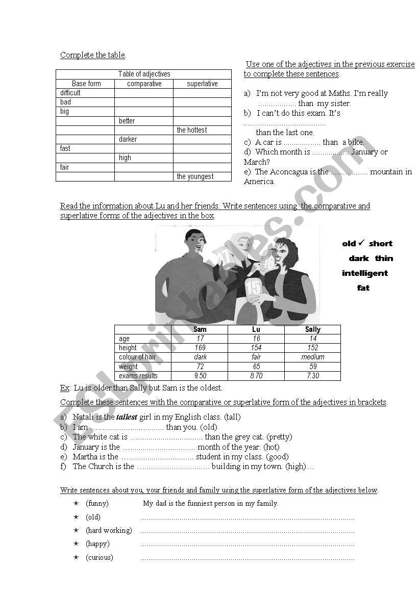 comparatives and superlatives worksheet