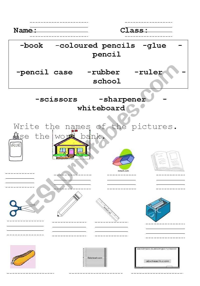 My school worksheet worksheet