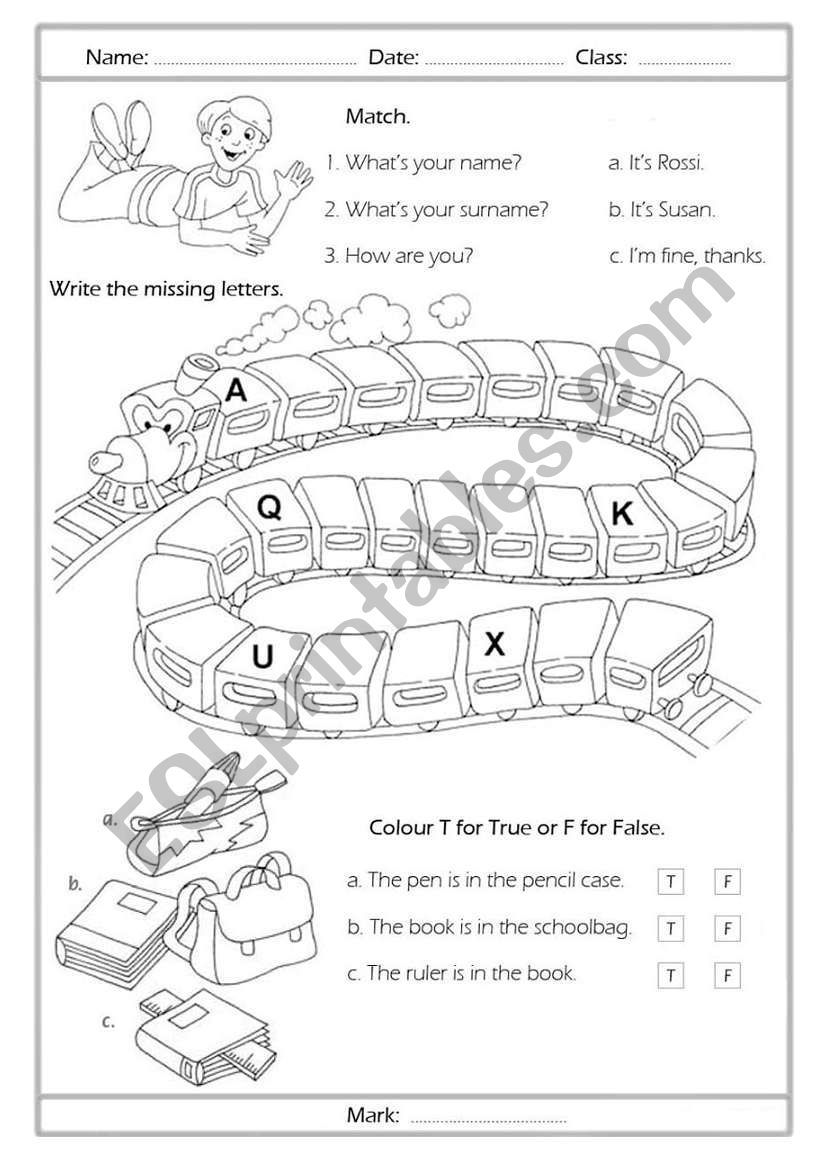 english test worksheet