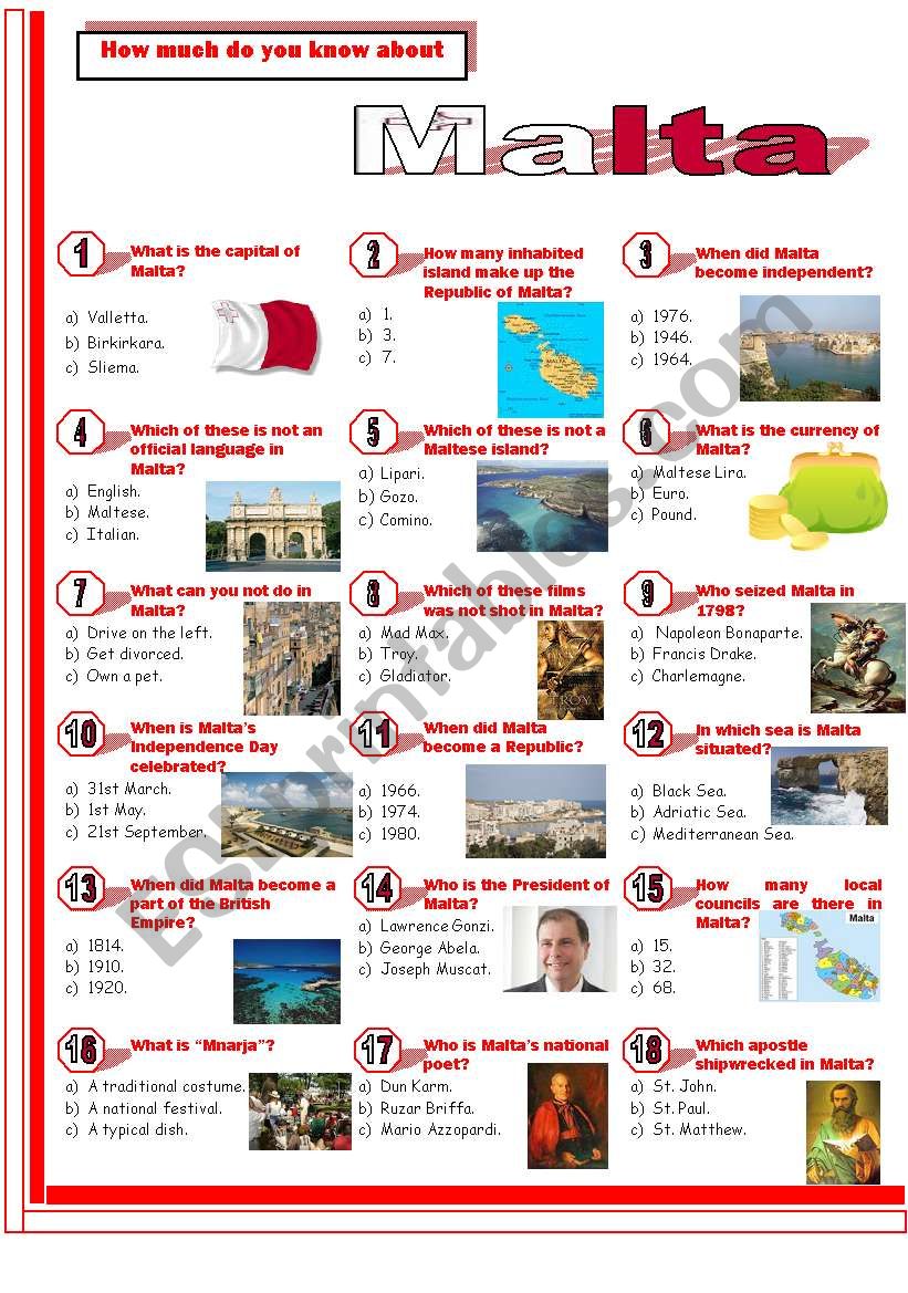 Malta-Quiz worksheet