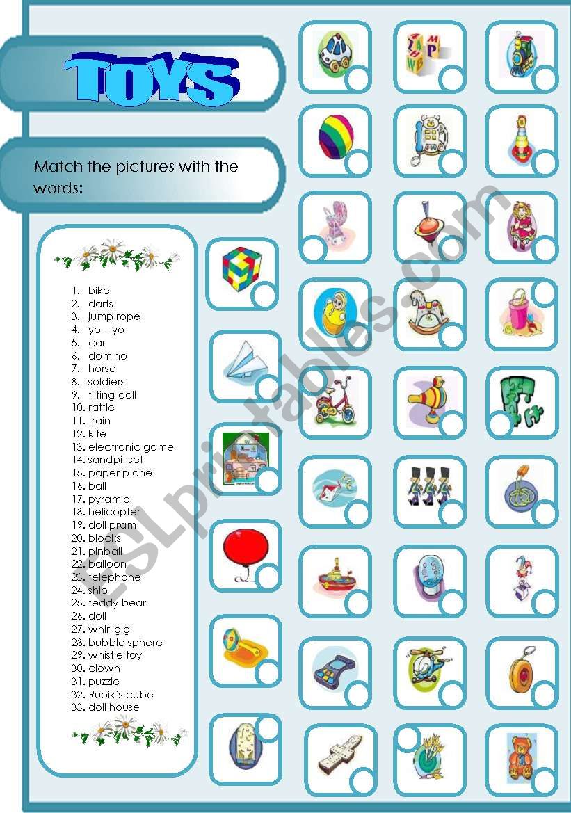 TOYS worksheet