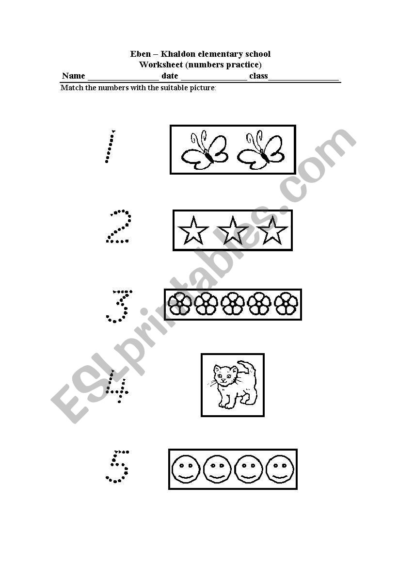 numbers worksheet
