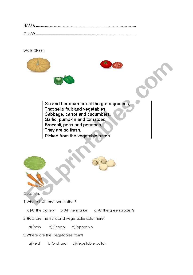 vegetarian worksheet