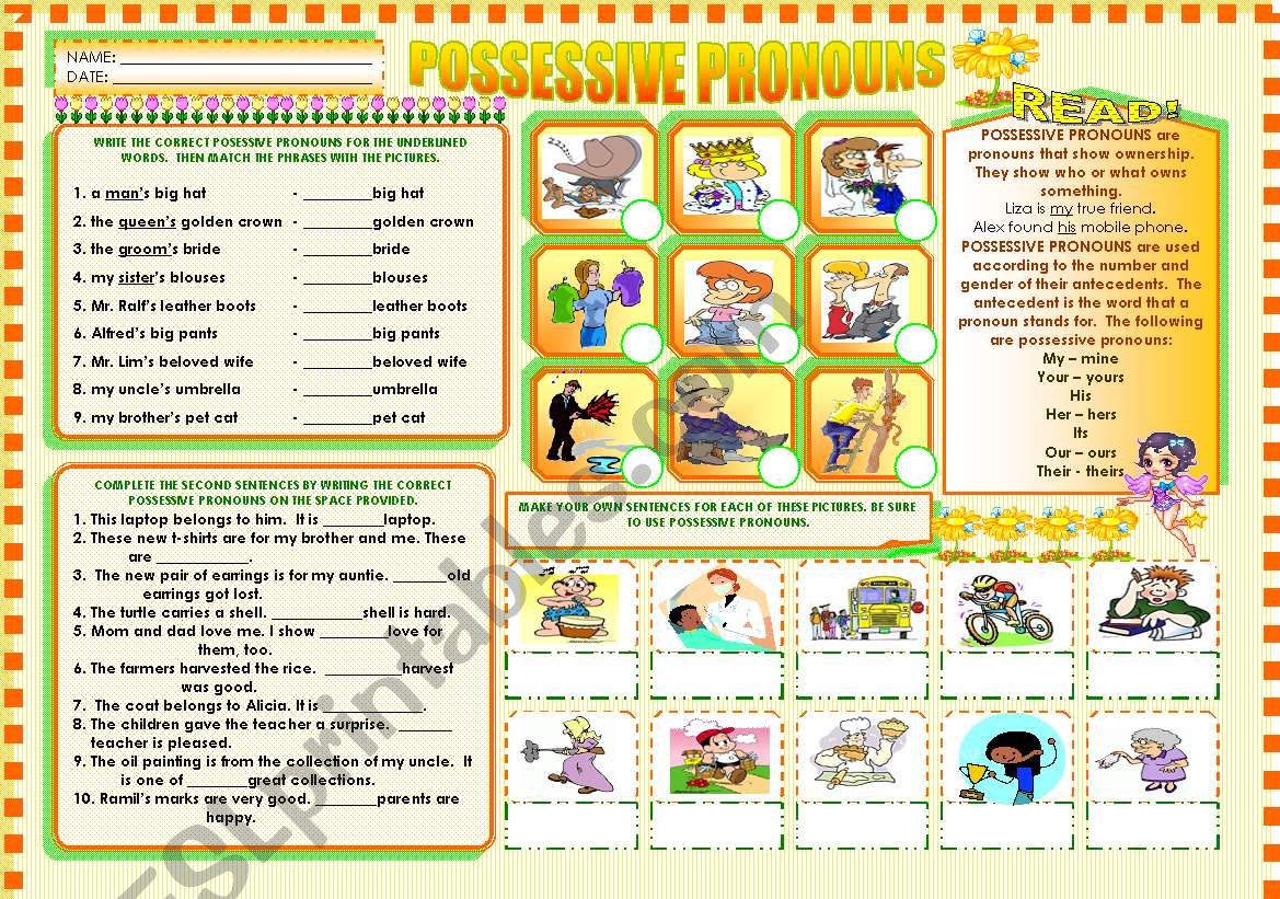 POSSESSIVE PRONOUNS worksheet