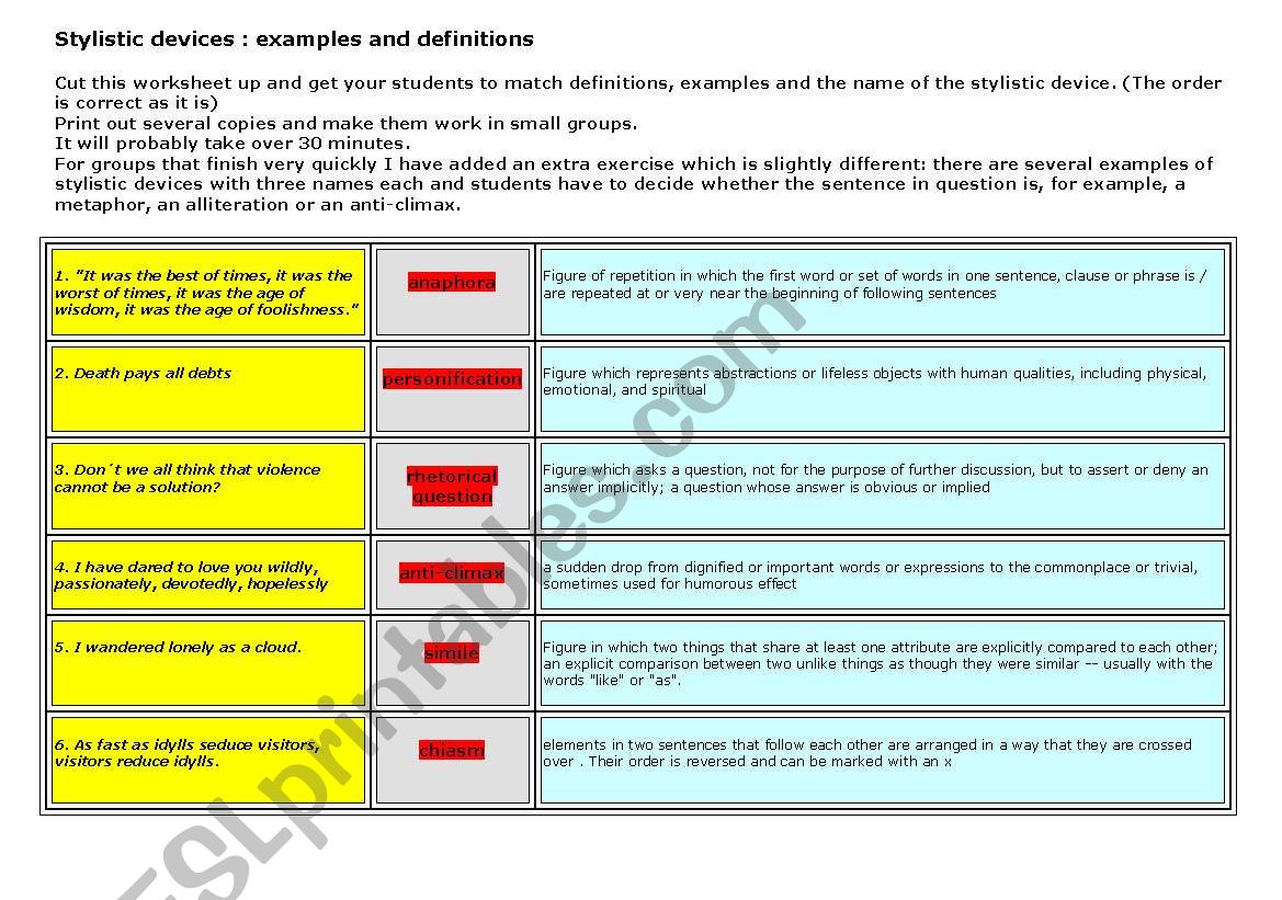 Stylistic devices --  rhetoric figures  --  (3 pages)