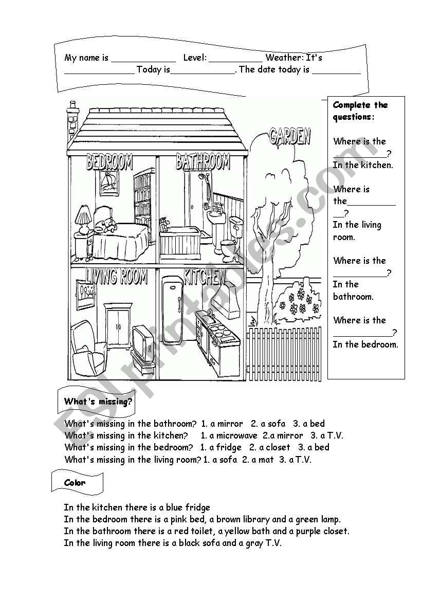 Furniture worksheet