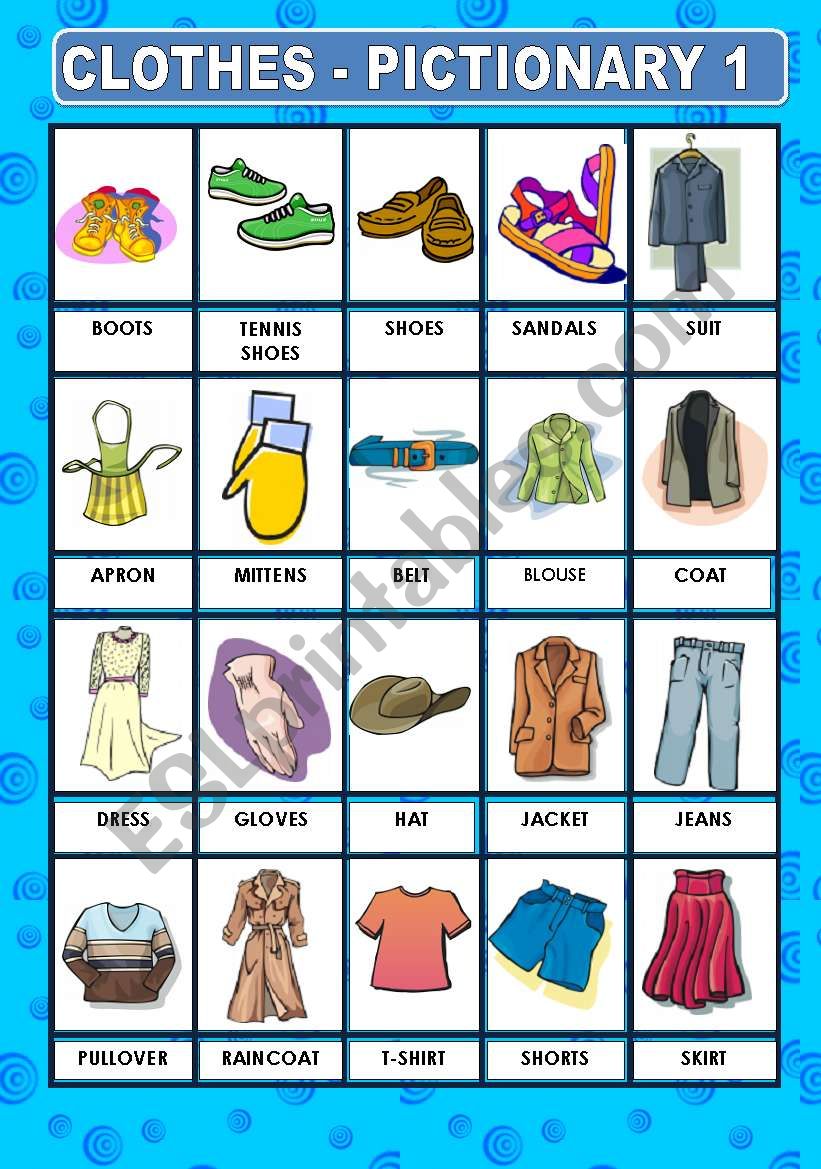 CLOTHES- PICTIONARY worksheet