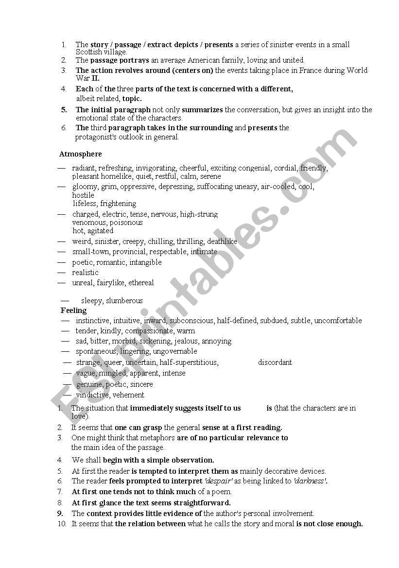 Some useful vocabulary for text analysis