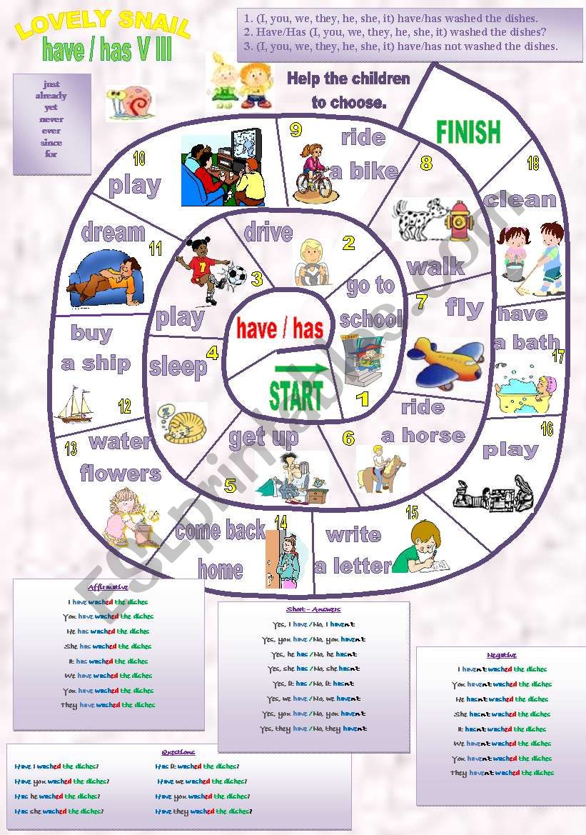 LOVELY SNAIL   HAVE - HAS  V ed - V III (PRESENT PERFECT)