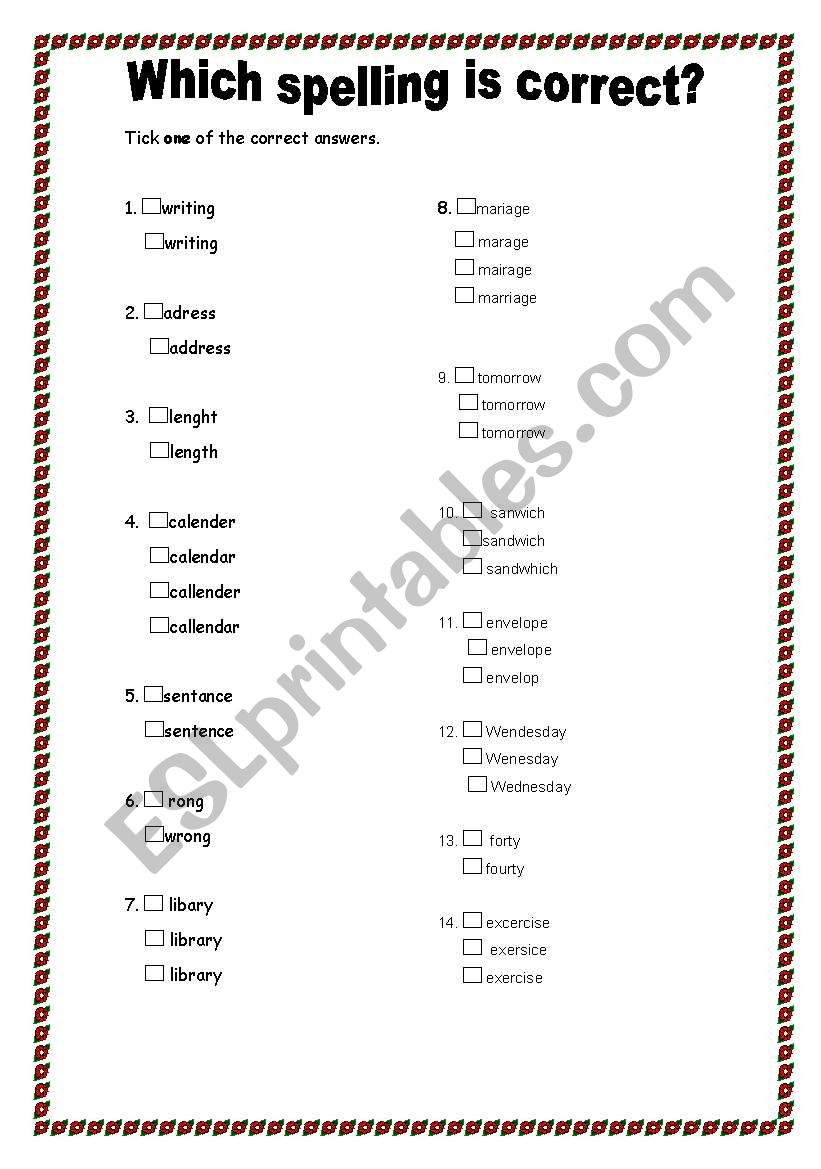 mispelt words worksheet