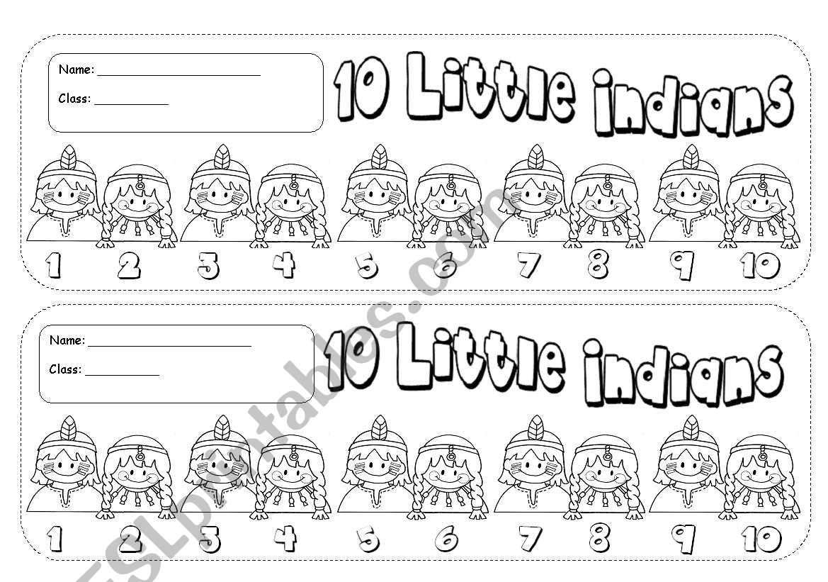 10 Little Indians Song worksheet