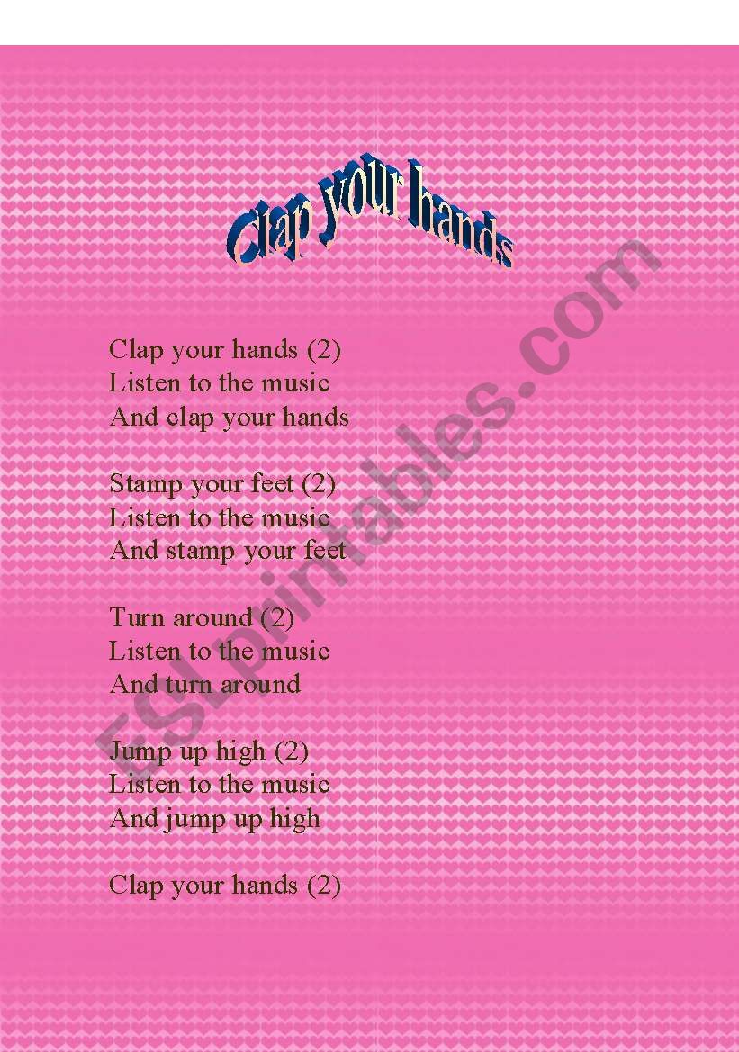 clap your hands song worksheet