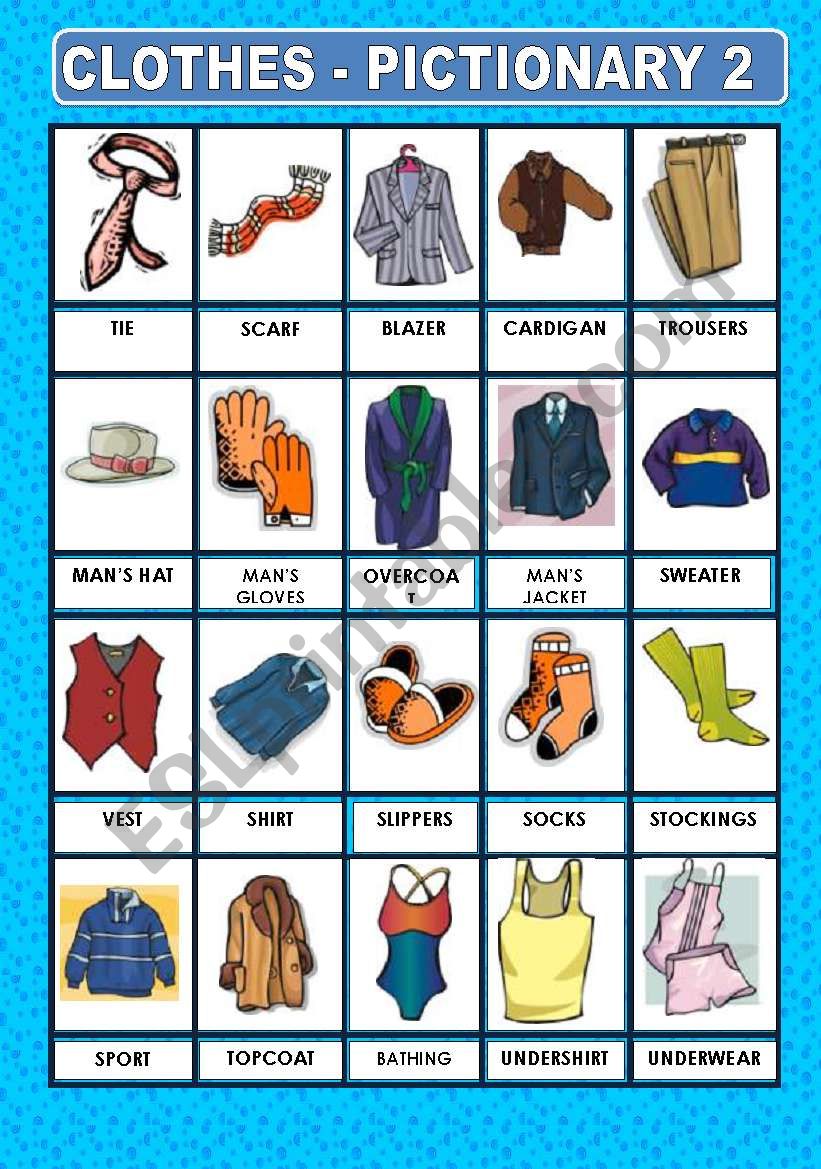 CLOTHES- PICTIONARY 2 worksheet