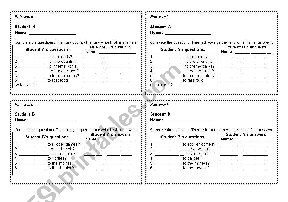 present simple pairwork worksheet