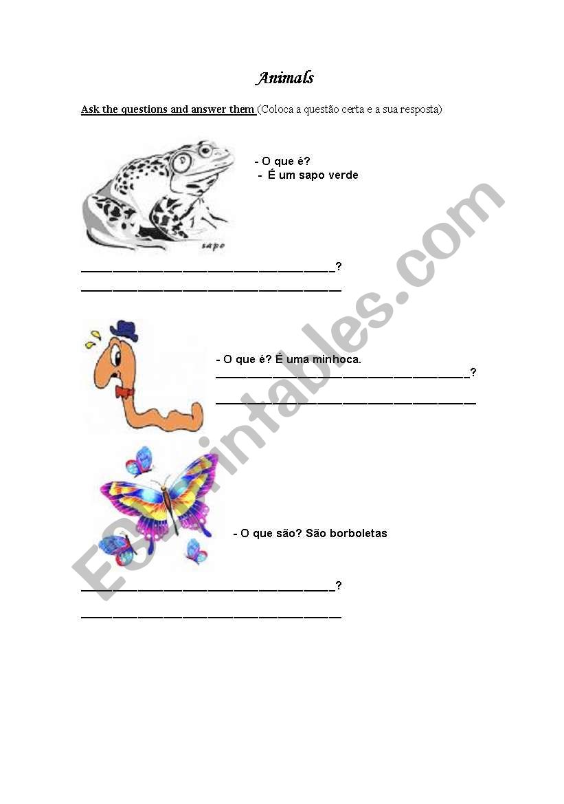 ANIMALS worksheet