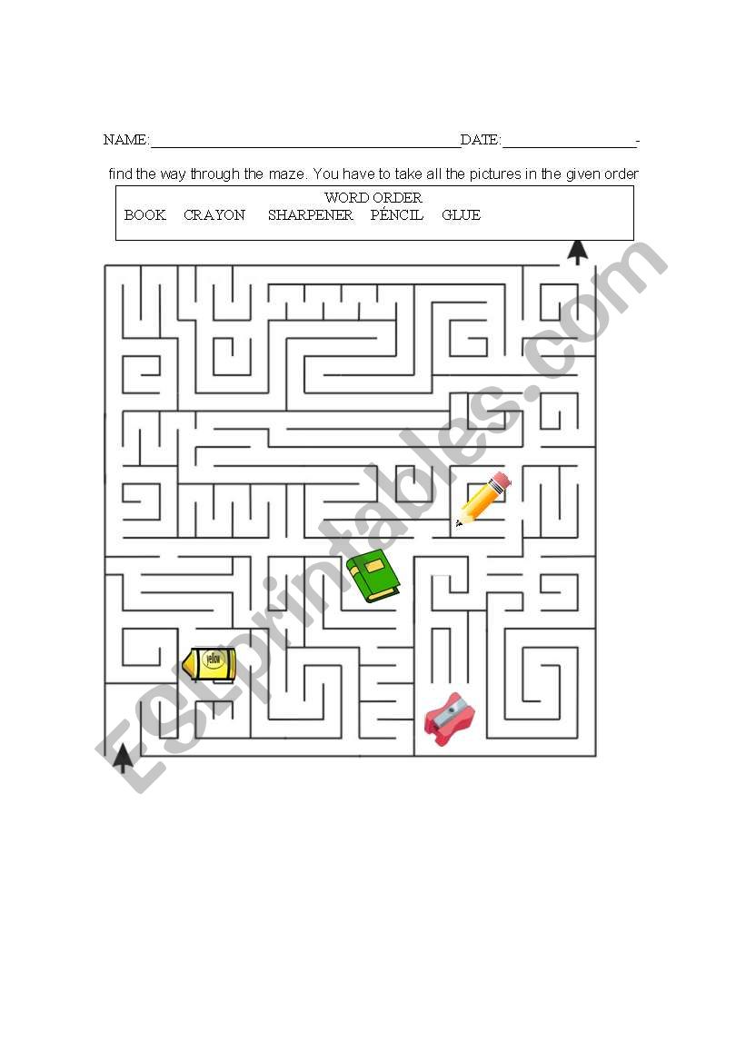 CLASS MAZE worksheet