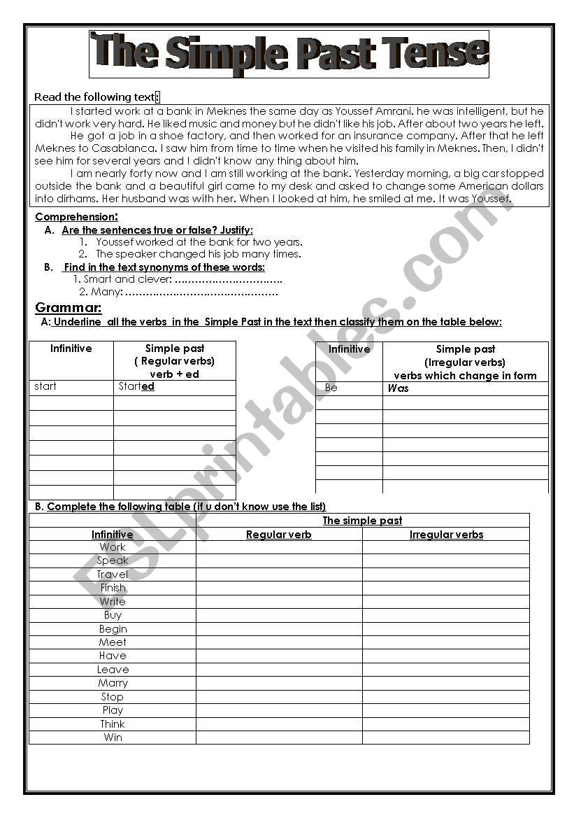 the Past Simple worksheet