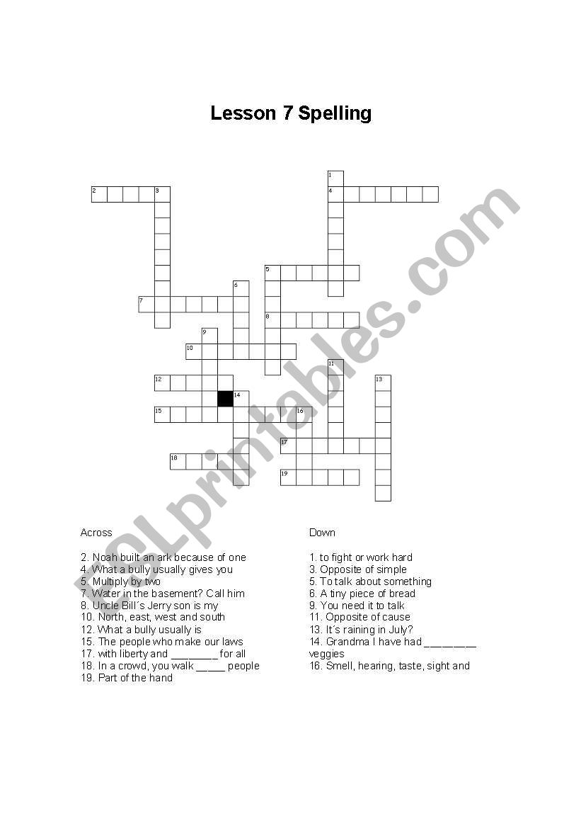Cross Words Sound of long U worksheet