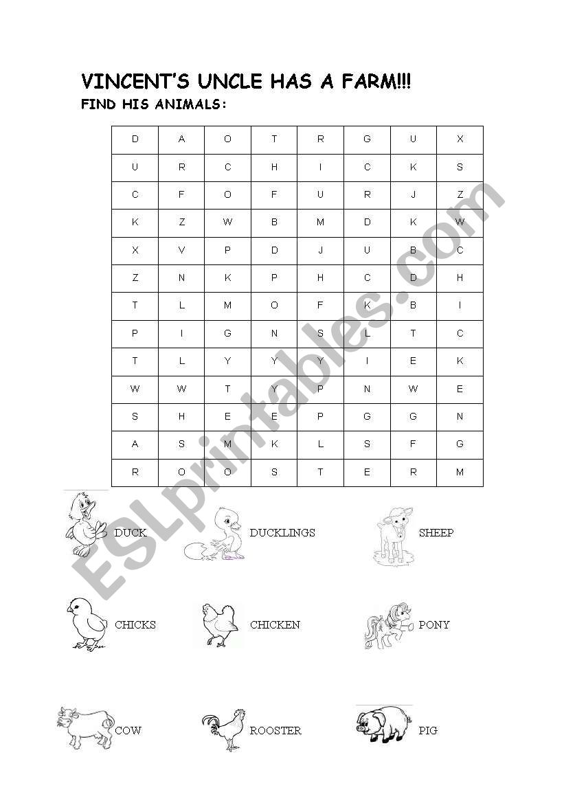 Animals worksheet