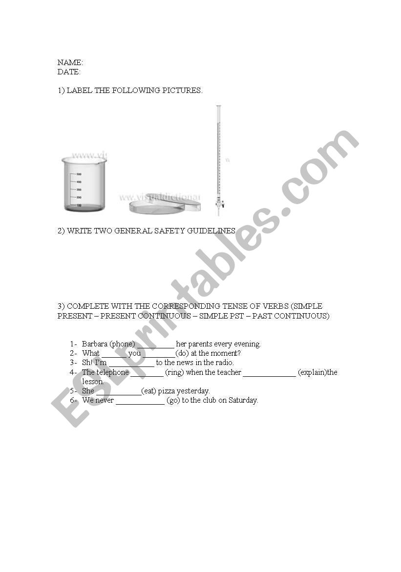 Chemistry worksheet