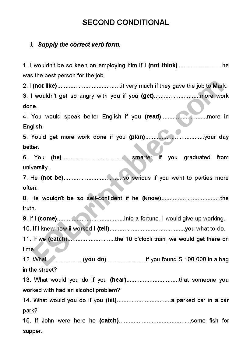 second conditional worksheet