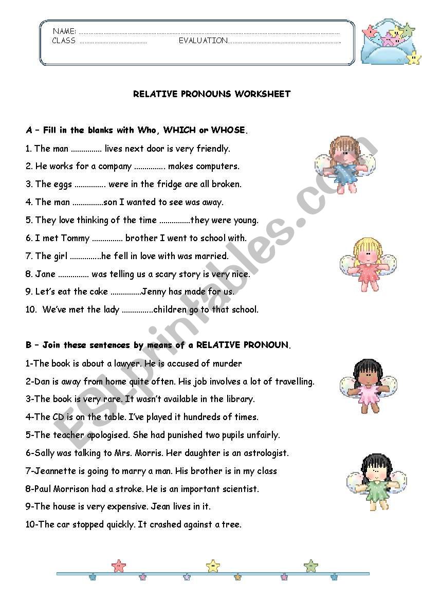 RELATIVE CLAUSES worksheet