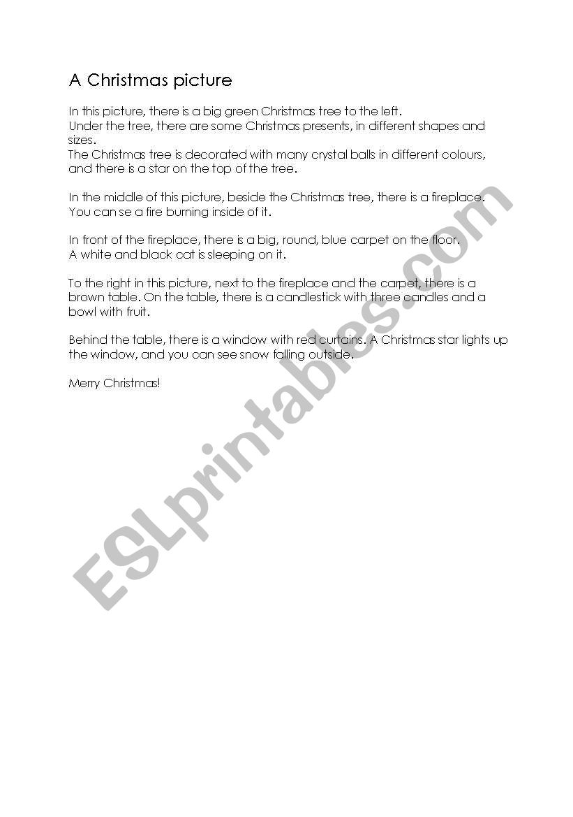A Christmas picture worksheet